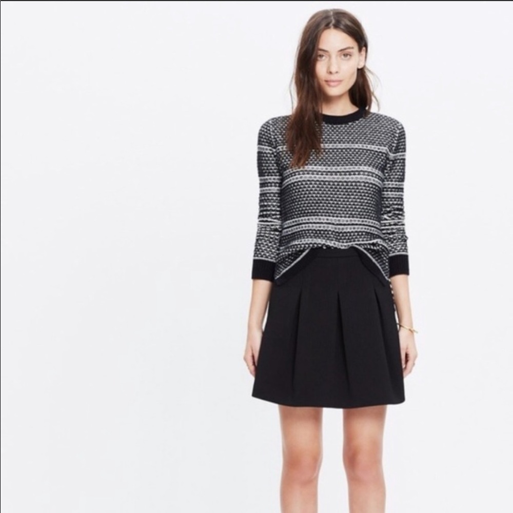 Madewell Jacquard Pleated Thick Lined Mini Skirt Solid Black - Size 12
